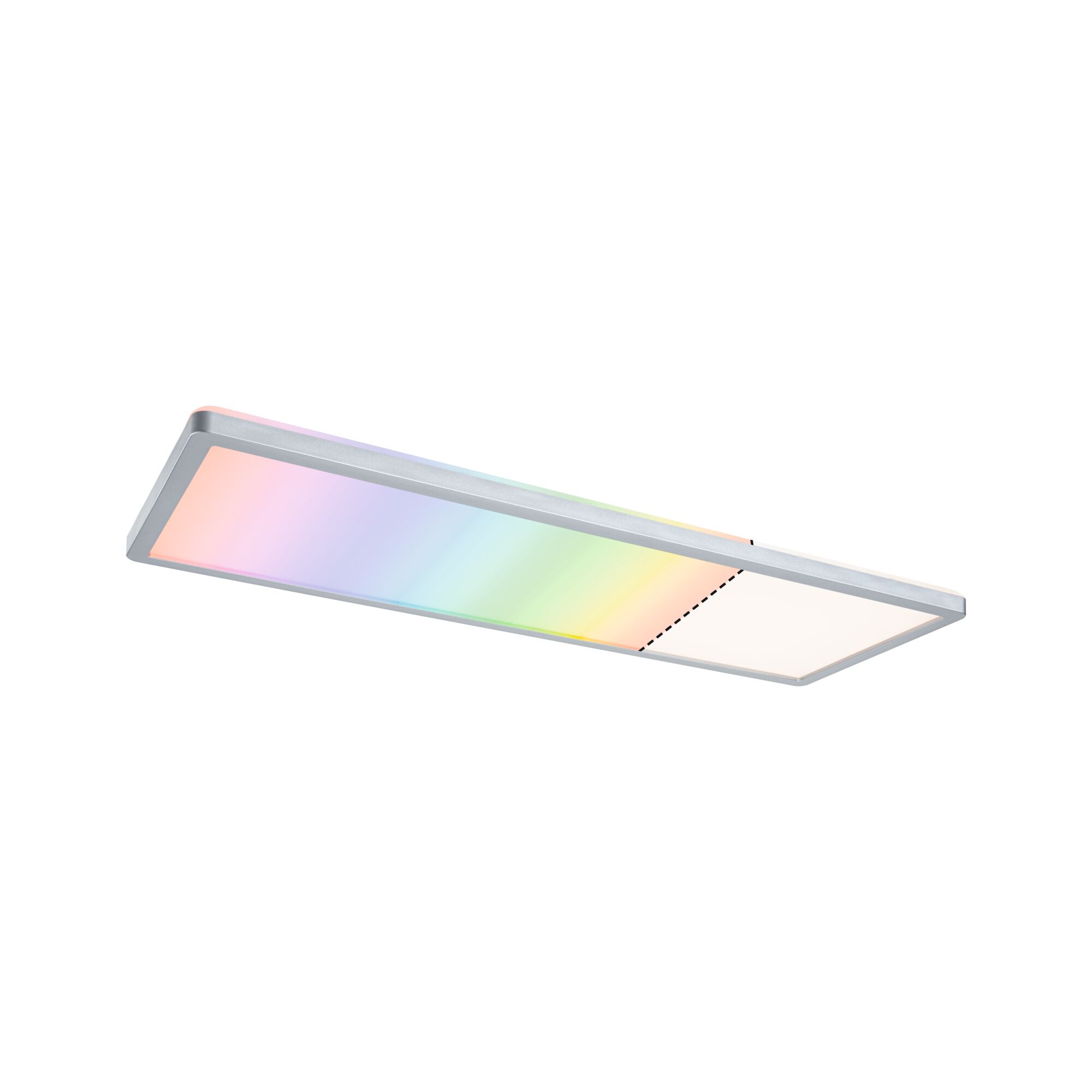 Panneau LED Produits de deuxième choix Atria Shine Backlight carré 580x200mm 20W 2000lm RGBW Chrome mat gradable Plafonnier LED rectangulaire avec cadre en aluminium et éclairage multicolore pour une ambiance moderne