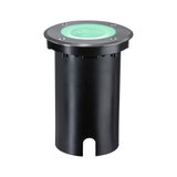Ronde zwarte metalen LED grondinbouwlamp met groen licht voor buitengebruik