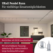 URail Pendel Runa Schienensystem mit silbernen GU10 LED-Strahlern in modernem Wohnzimmer