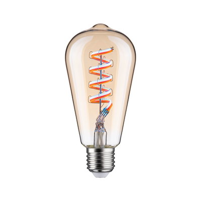Vintage LED bulb with spiral filament and amber glass for decorative lighting and warm ambiance