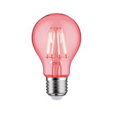 Red glass LED bulb with E27 base for decorative lighting in living spaces