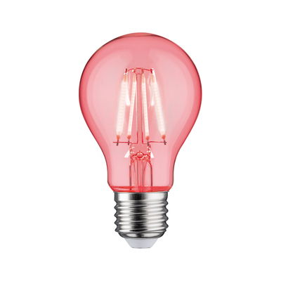 Red glass LED bulb with E27 base for decorative lighting in living spaces
