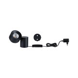 Applique murale LED noire en métal avec tête réglable et prise secteur pour éclairage intérieur moderne