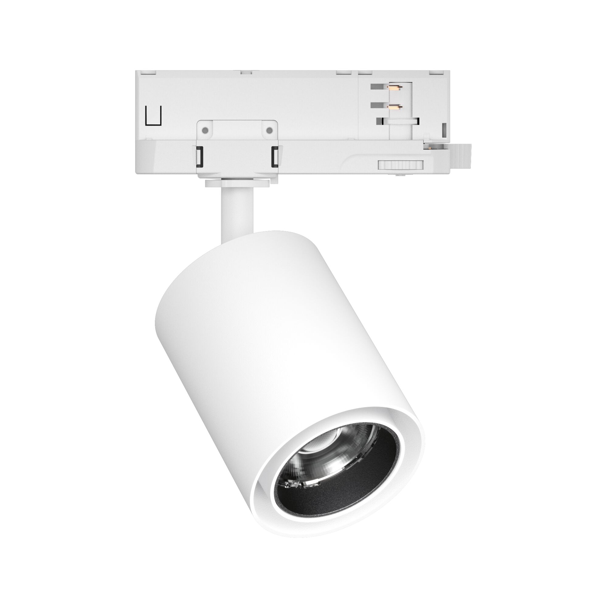 White metal LED track spotlight, modern adjustable fixture for accent lighting