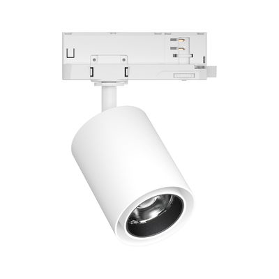 White metal LED track spotlight, modern adjustable fixture for accent lighting
