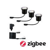 Sort LED indbygningslys sæt med rustfrit stål kant og kabel til Zigbee smart home belysning