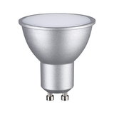 Silver aluminum LED reflector lamp with GU10 base for energy-efficient lighting solutions