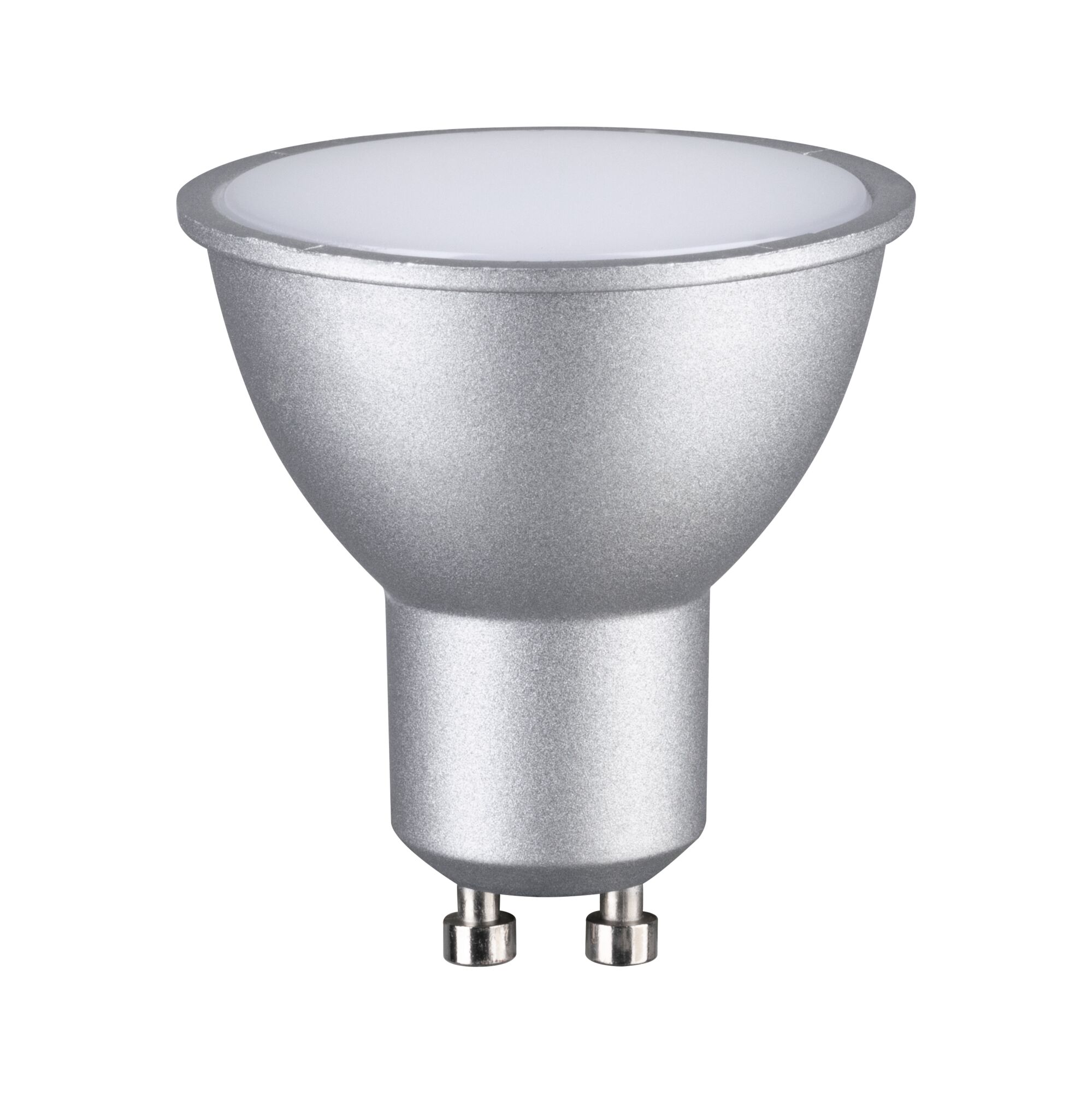 Standard 230V LED Reflektor GU10 1er-Set 460lm 5,7W 2700K Chrom matt LED-Reflektorlampe mit GU10-Sockel in silbernem Aluminiumgehäuse für energiesparende Beleuchtung