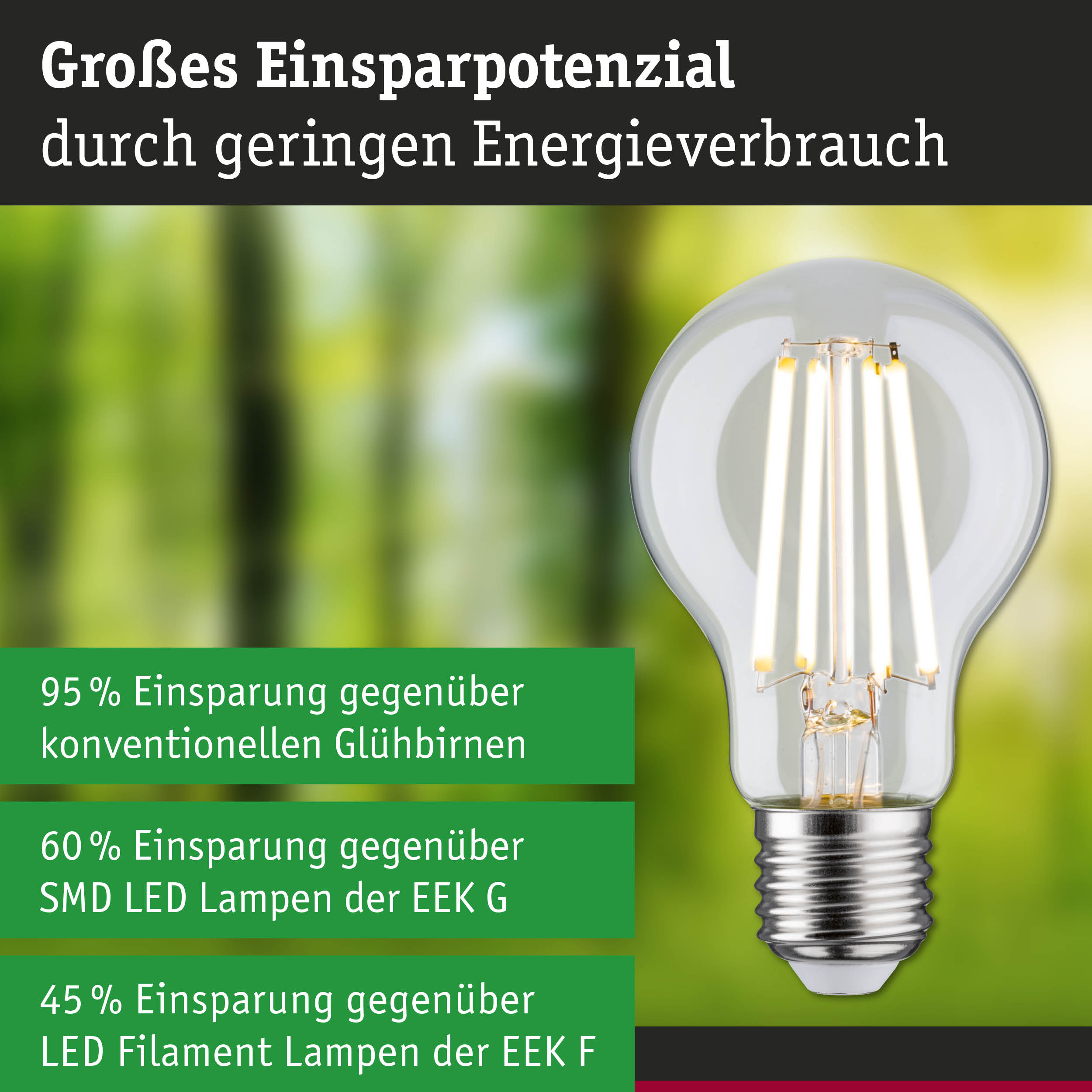 Efficient-Line Filament 230V LED Birne E27 1er-Set 840lm 4W 3000K Klar