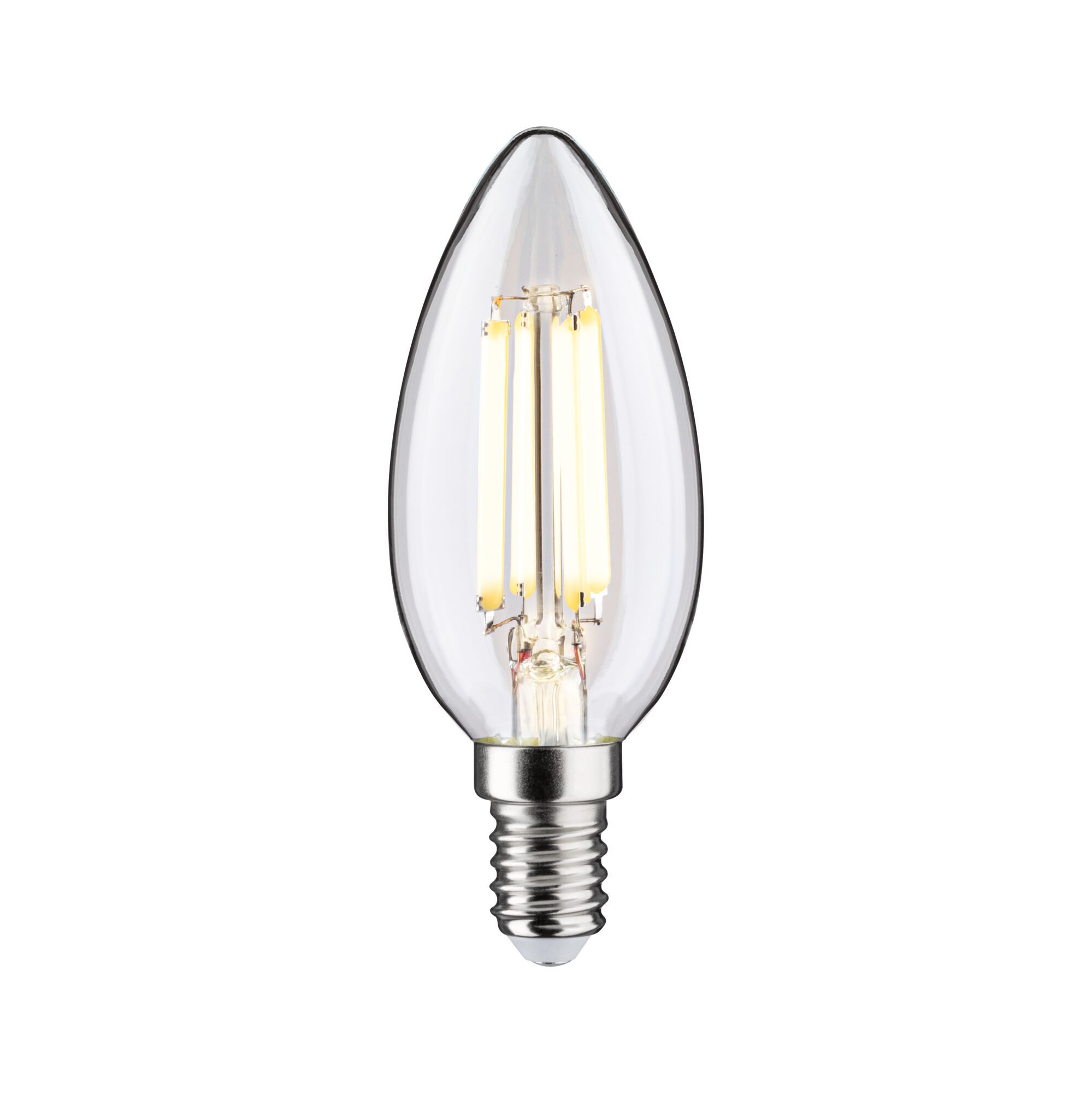 Clear glass LED candle bulb with E14 base for energy-efficient lighting solutions