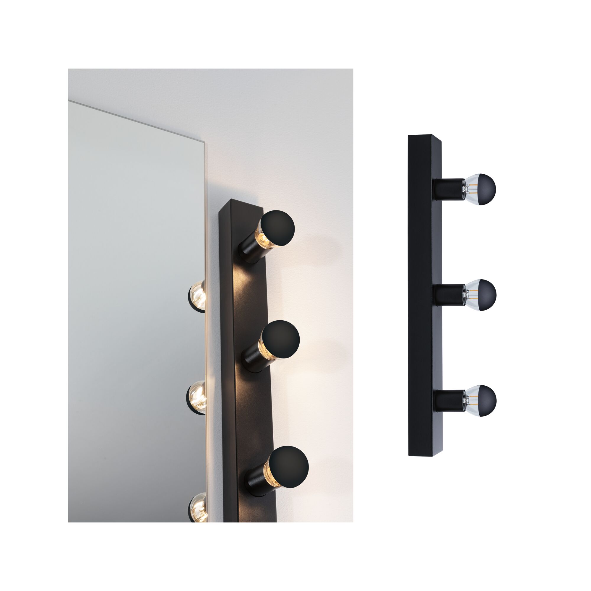 Éclairage de miroir Regula II IP44 E14 230V max. 3x40W gradable Noir Applique miroir LED noire en métal avec trois têtes rondes pour éclairage de salle de bain moderne