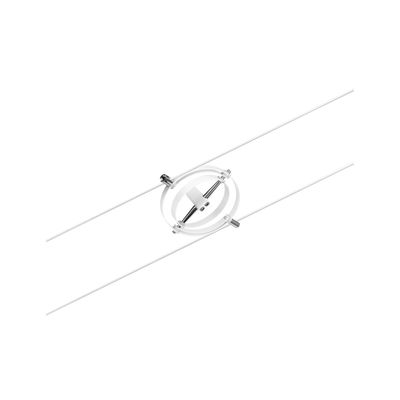 Modern white cable spotlight with metal ring and adjustable lamp head for flexible lighting solutions