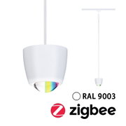 Weiße Pendelleuchte mit Glasprisma und Regenbogeneffekt, moderne LED-Hängeleuchte für Wohnräume