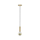 Moderne Pendelleuchte mit goldfarbenem Metall und halbverspiegelter Glühbirne für stilvolle Raumbeleuchtung