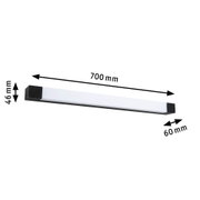 Schwarze LED-Wandleuchte mit weißem Diffusor, 700 mm lang, moderne Innenbeleuchtung