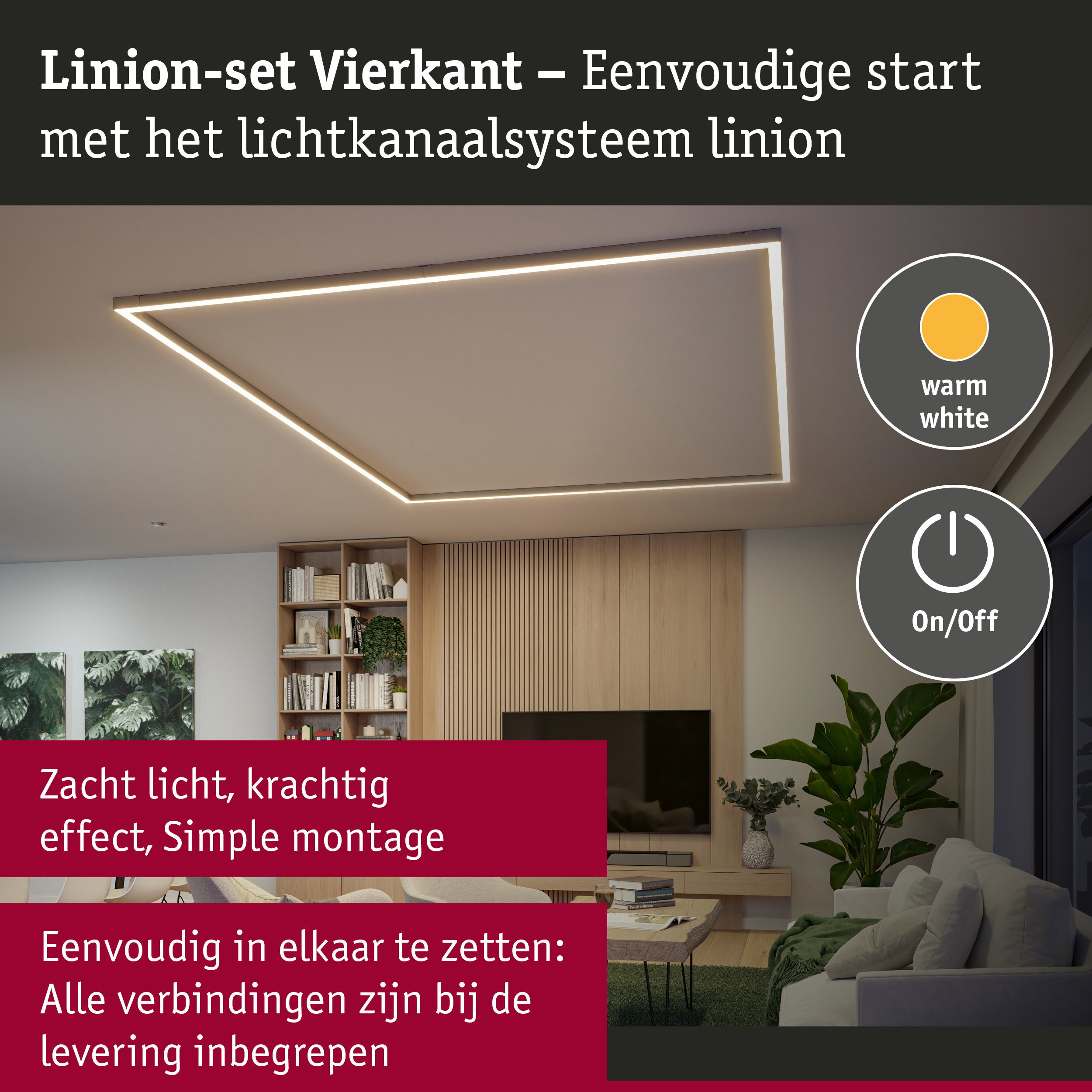 Linion Lichtkanaal Rechthoek Volledige set 230/24V W 3000K Chroom mat