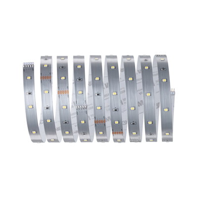 Flexibler LED-Streifen in Silber mit gelben LEDs, energiesparende Beleuchtung für Wohnräume.
