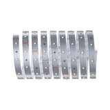 Flexibler LED-Streifen in Silber mit gelben LEDs, energiesparende Beleuchtung für Wohnräume.