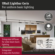 URail Lightbar Ceris black track light with 3-step dim function for uniform basic lighting in interiors