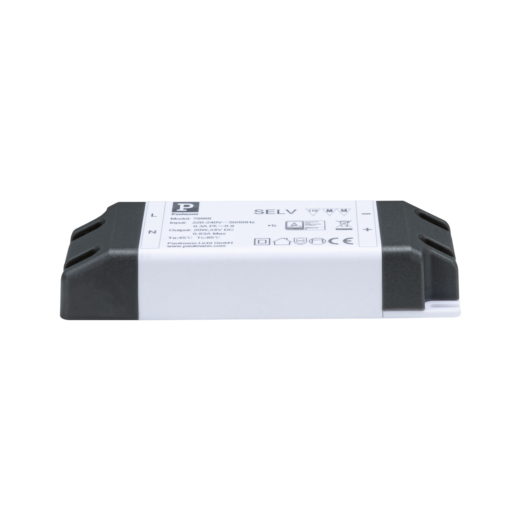 White and black plastic LED driver housing for 20W LED lighting power supply