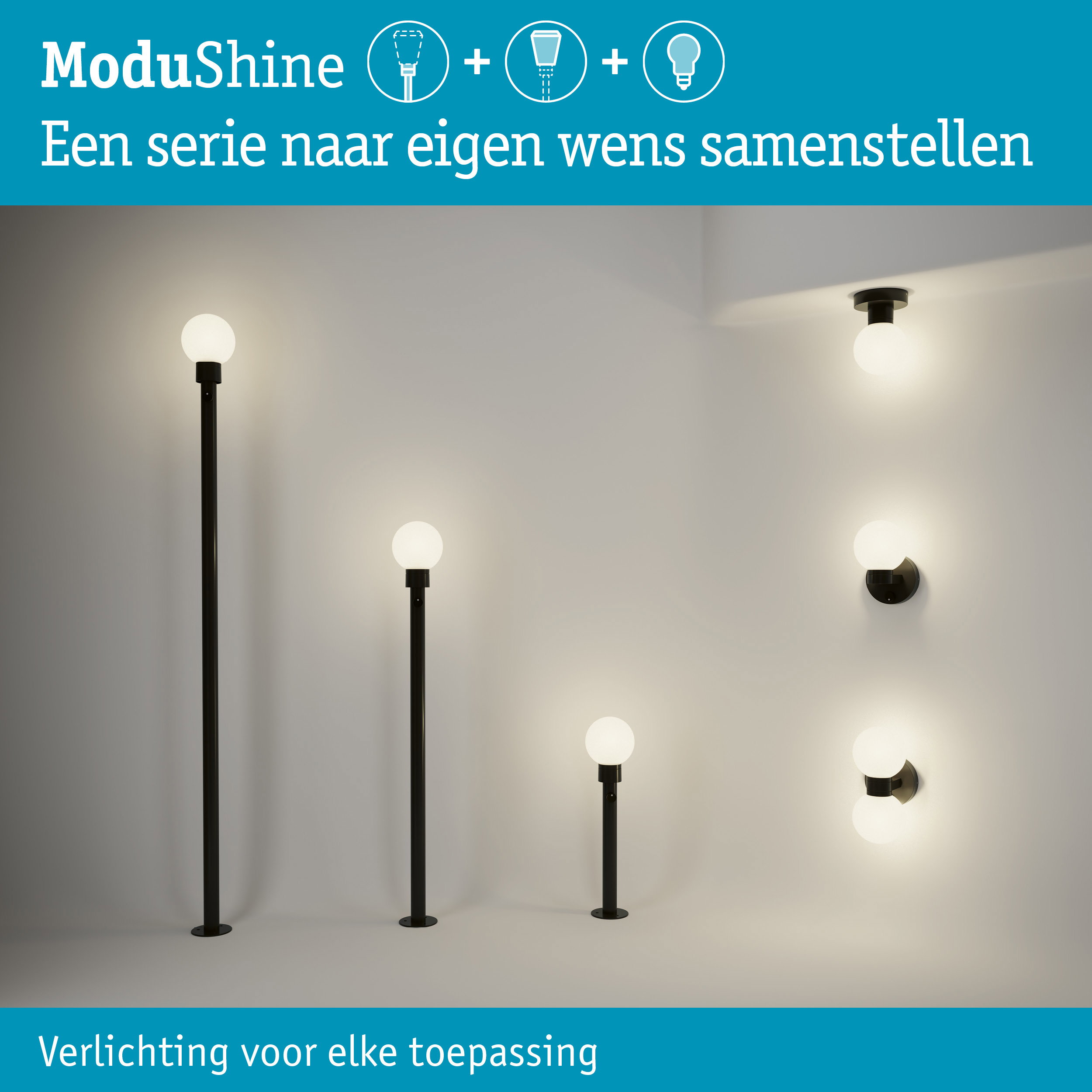 Set ModuShine Paaltje Taleno gemiddeld zonder sensor Antraciet