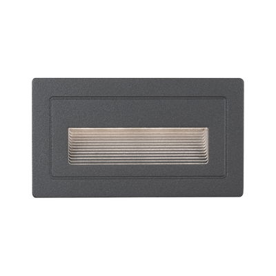 Rechthoekige antracietkleurige LED-wandinbouwlamp met trapvormige opening voor accentverlichting