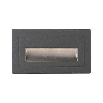 Rectangular anthracite LED wall recessed light with stepped opening for accent lighting