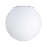 Rund hvid glasloftlampe med enkelt design til moderne opholdsrum