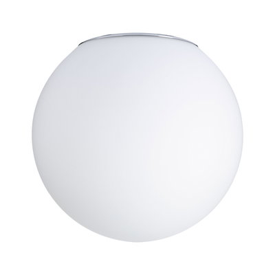 Round white glass ceiling light with simple design for modern living spaces