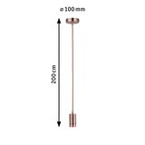 Copper-colored metal pendant light with 200 cm cord and 100 mm ceiling mount for living spaces