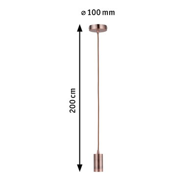 Kupferfarbene Pendelleuchte aus Metall mit 200 cm Kabel und 100 mm Deckenbefestigung für Wohnräume