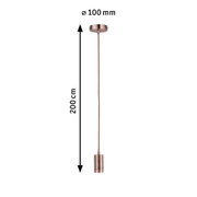 Koperkleurige metalen hanglamp van 200 cm lang en 100 mm diameter voor moderne verlichting