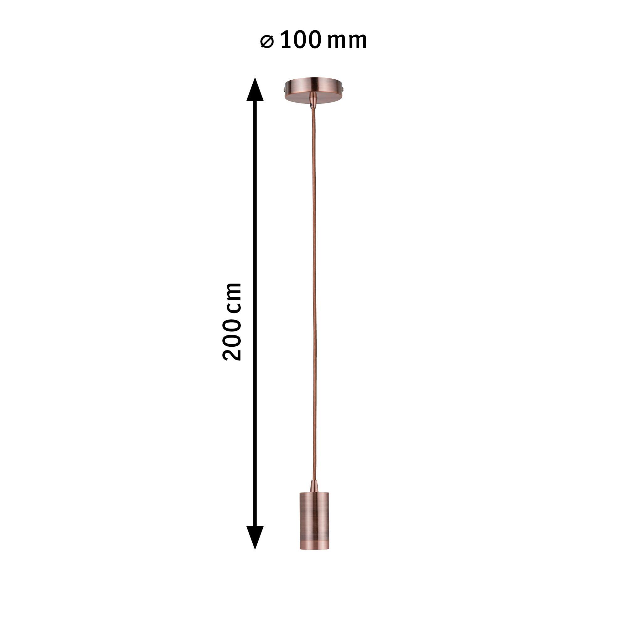 Koperkleurige metalen hanglamp van 200 cm lang en 100 mm diameter voor moderne verlichting