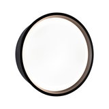Round LED ceiling light with black metal frame and white diffuser for modern indoor lighting