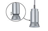 Silver metal LED pendant light with adjustable head for flexible lighting solutions