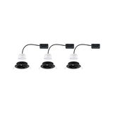 Trois spots encastrés noirs avec drivers LED blancs et câbles pour éclairage intérieur moderne.