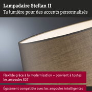 Lampadaire Stellan II avec abat-jour en tissu marron et douille E27 compatible ampoules LED
