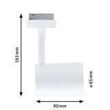 White metal LED spotlight with 163 mm height and 65 mm diameter for modern lighting solutions