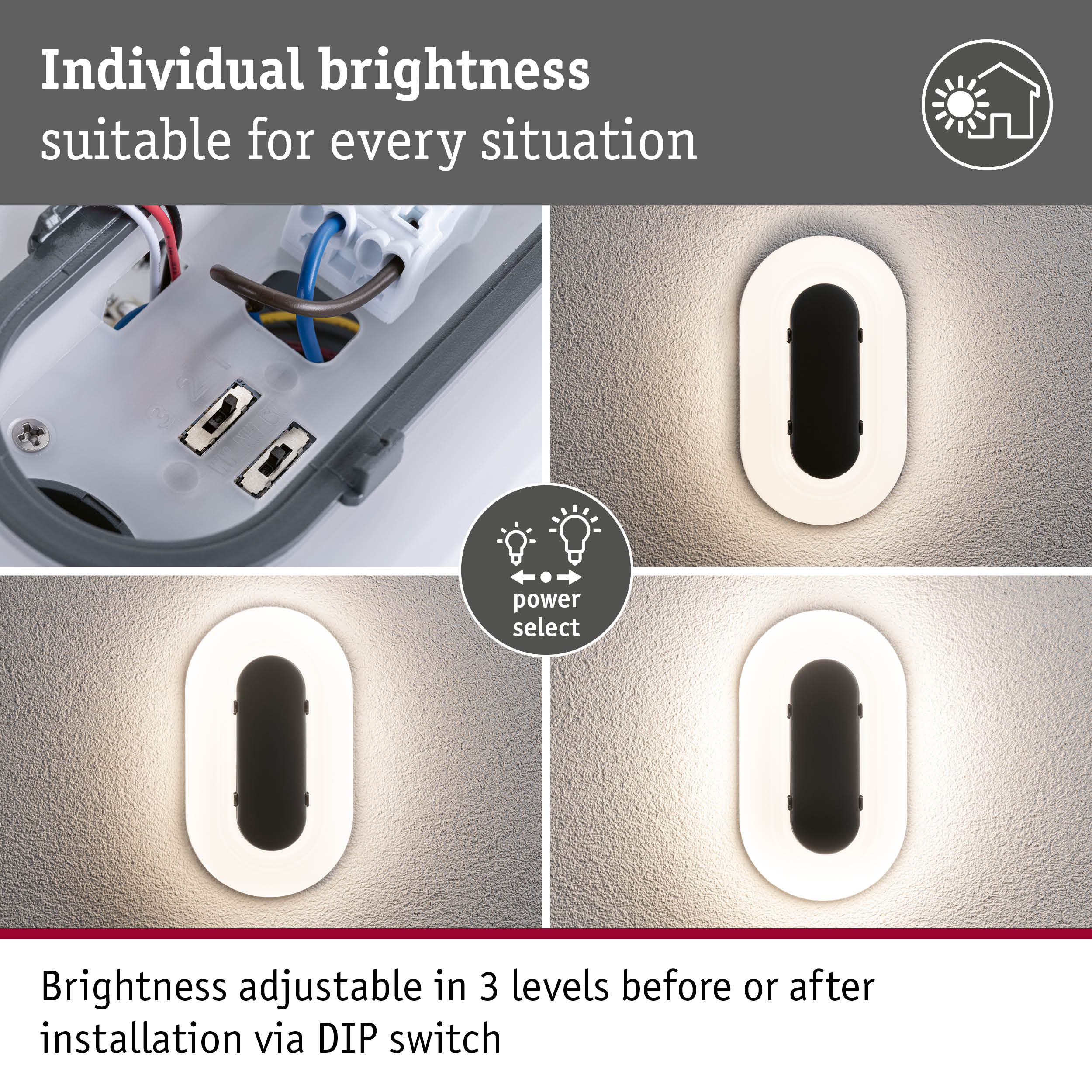LED Exterior wall light Elunor IP65 elongated 122x212mm 2200 - 4000K 18,5W 1460lm 230V Anthracite/White Polycarbonate