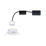 White LED recessed spotlight with black cable and driver for energy-efficient ceiling lighting