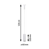 White LED pendant light 126 cm long with 60 mm diameter, modern ceiling lamp for home lighting