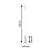 Weißer LED-Pendelleuchte mit 126 cm Länge und 60 mm Durchmesser, modernes Design für Wohnräume