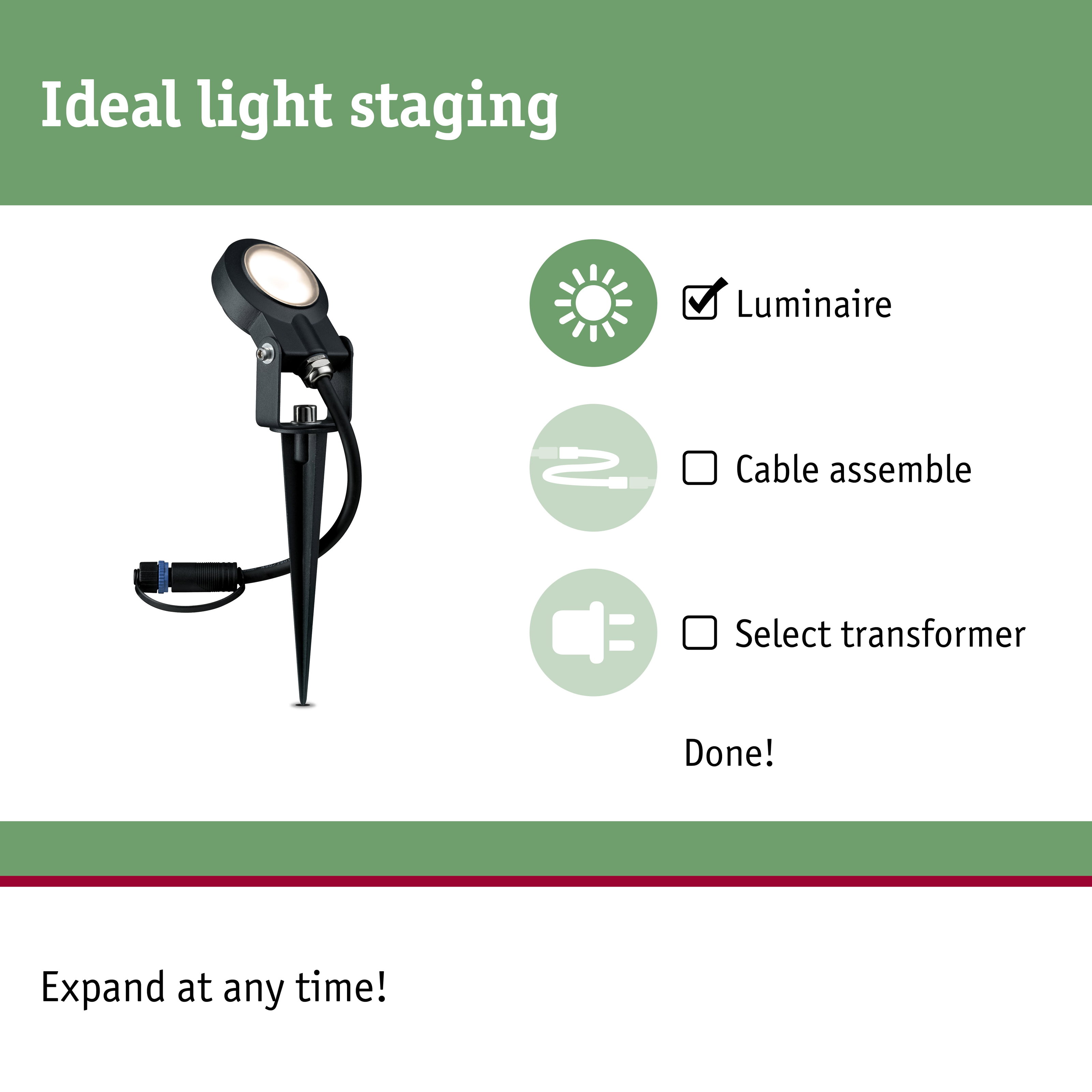 Black metal LED garden spike light for outdoor lighting and landscape illumination