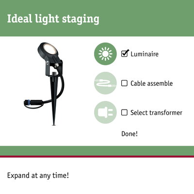 Black metal LED garden spike light for outdoor lighting and landscape illumination