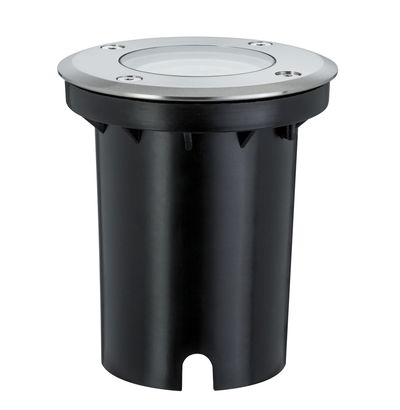 Round recessed floor spotlight with stainless steel and black plastic for outdoor lighting