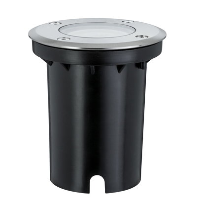 Round recessed floor spotlight with stainless steel and black plastic for outdoor lighting
