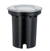 Round recessed floor spotlight with stainless steel and black plastic for outdoor lighting