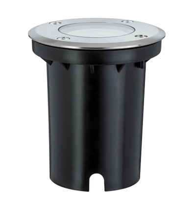 Spot encastré rond en acier inoxydable et plastique noir pour éclairage extérieur