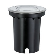 Round recessed floor spotlight with stainless steel and black plastic for outdoor lighting