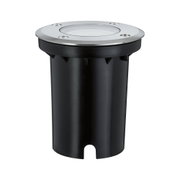 Round recessed floor spotlight with stainless steel and black plastic for outdoor lighting